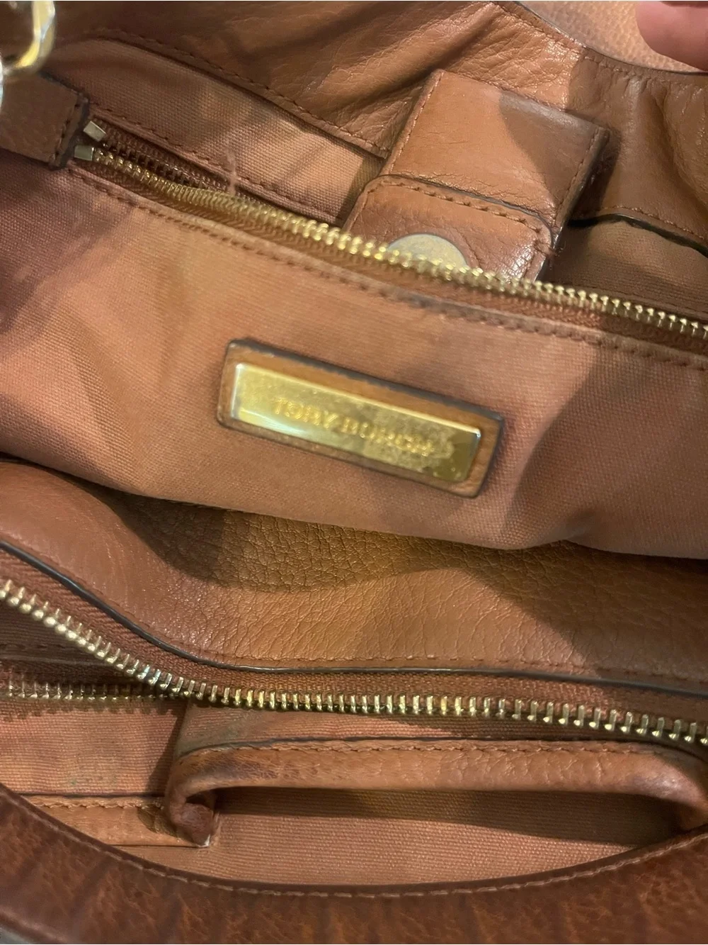Tory Burch Marion Slouchy Hobo Bag Brown Pebbled Leather Gold Chain Large